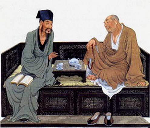 Hòa thượng mời trà Tô Đông Pha. Ảnh dẫn theo bloggang.com